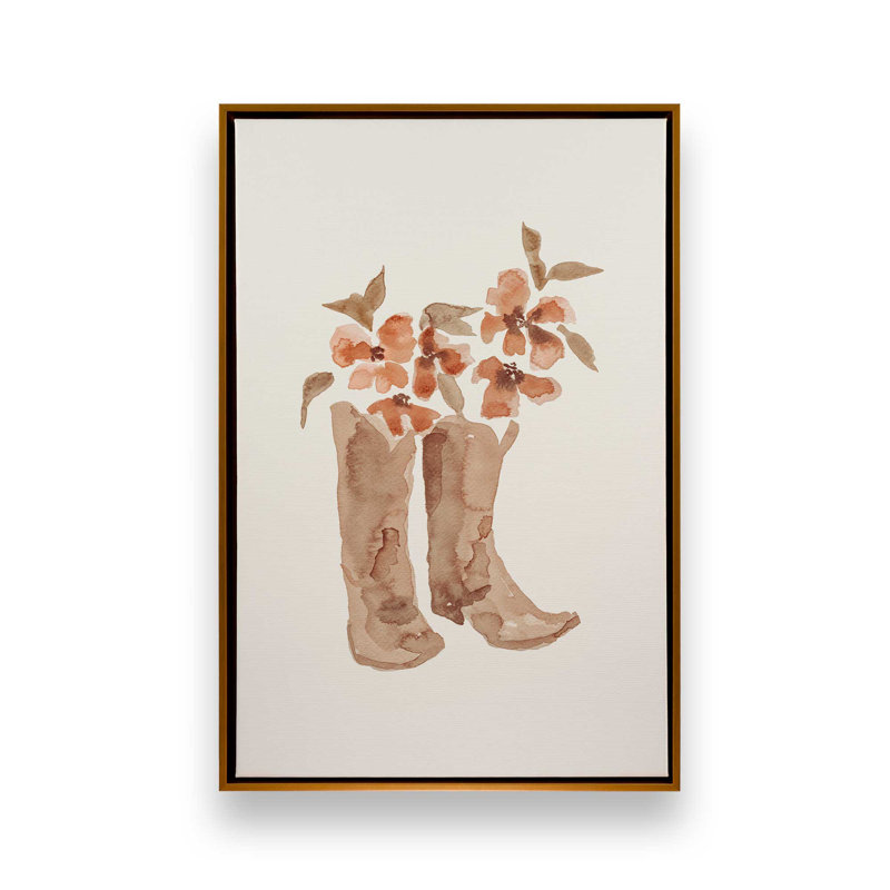 «Cowboy bottes in Bloom», reproduction sur toile, H 36,75 po x l 24,75 po, Or poli