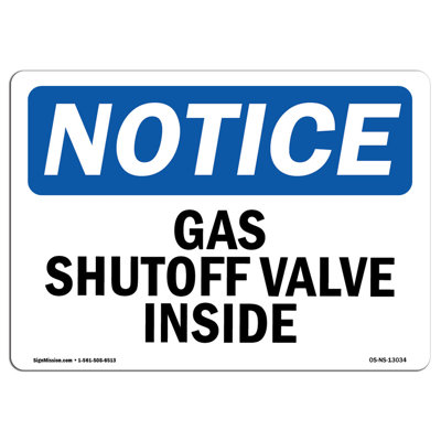 Osha Notice Gas Shutoff Valve Inside Sign