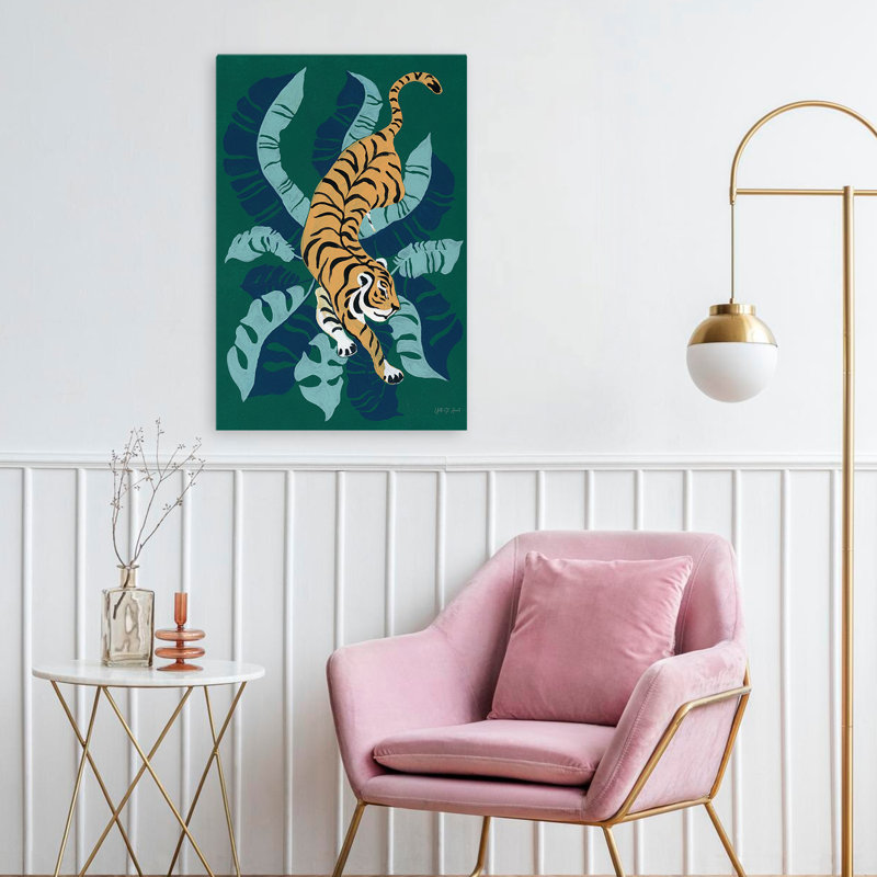 Tigre rôdant contemporain et BCBG, H 24 po x l 16 po