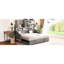 Lit de jour simple gris avec éclairage intégré aux accoudoirs, tablettes et revêtement en velours gigogne escamotable dissimulé pour un toucher doux, un éclairage de nuit, un espace de rangement efficace pour les invités-604447307