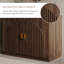 Meuble-lavabo autoportant de 36 pouces, finition noyer foncé avec portes d'armoire verticales arquées, comptoir en pierre frittée, vasque rectangulaire en céramique, quincaillerie dorée et tablette de rangement amovible, armoire de salle de bain Boho Mid-Century-355502720