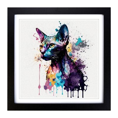 Sphynx Cat Splatter No.1 - Framed Print