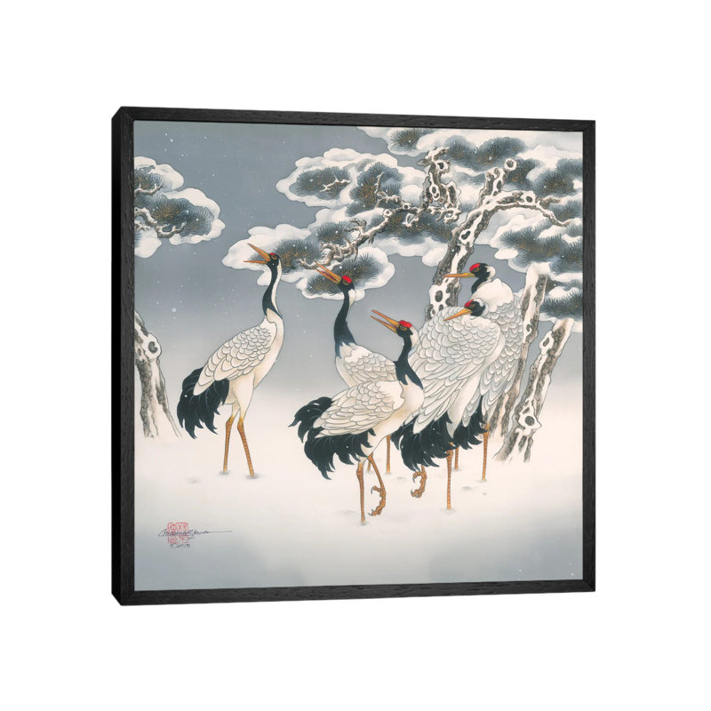 Waiting In The Snow - Painting on Canvas, Black Framed, 45.72 cm H x 45.72 cm W
