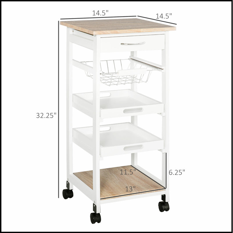Îlot de cuisine avec chariot à feuilles tombantes sur roulettes, tiroir, armoire et porte-serviettes pour une utilisation polyvalente, plateau en bois naturel