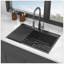 Évier de cuisine encastré 30 po - Évier de cuisine à cuve simple en acier inoxydable de calibre 18 noir Topmount