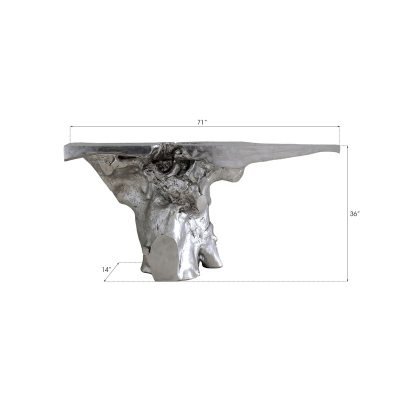 Crown 71" Silver Leaf Cast Console Table