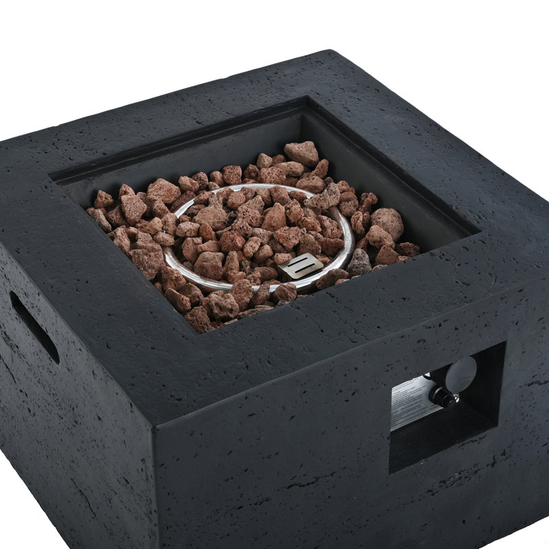 Outdoor Square Fire Pit With Steel Burner,Lightweight 24.02-Inch Propane Fire Pit Table With Adjustable Flame, 40,000 BTU, Lava Rocks, And Rain Cover For Patio,Backyard, And Poolside