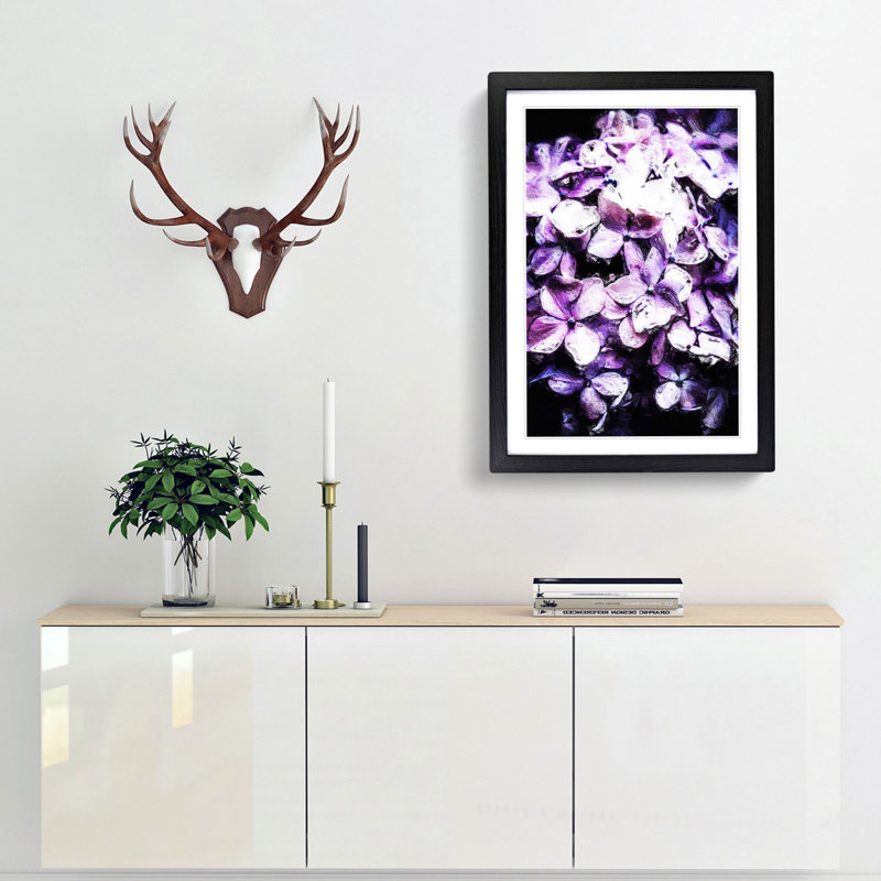 Lilac Hydrangeas - Picture Frame Painting Print, 65cm H x 48cm W x 2cm D, Black Framed