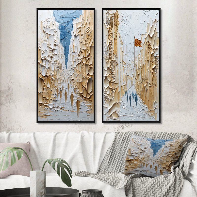 Or et souk Whitemarrakech au Maroc I - ensemble d'art mural marocain 2 pièces, H 40 po x l 40 po, Impression encadrée