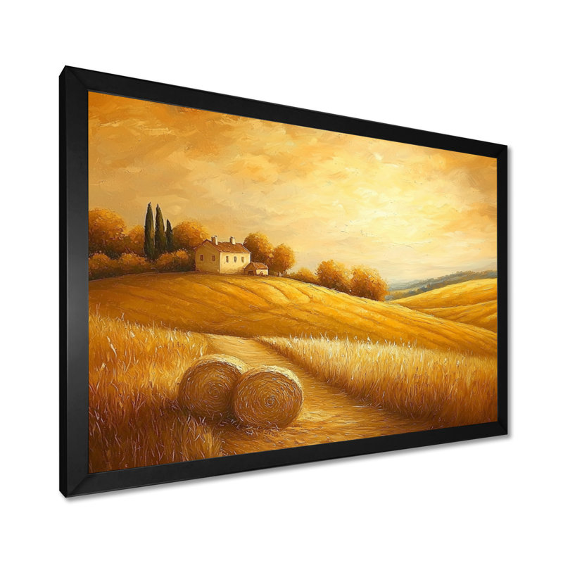 Décoration champêtre campagne dorée I - décoration murale campagne, H 12 po x l 20 po, Black Picture Framed