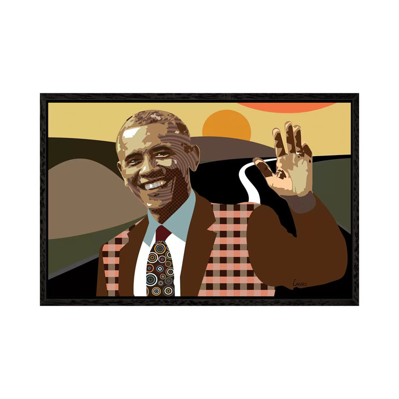 Barack Obama - Print on Canvas, Black Framed, 101.6 cm H x 66.04 cm W