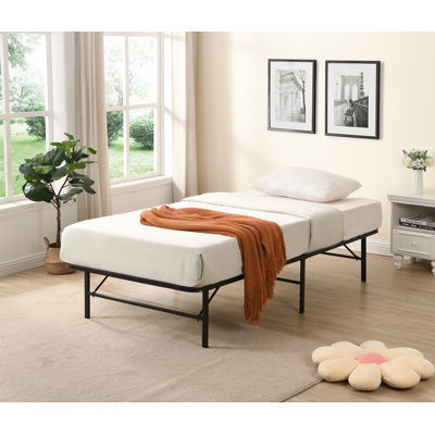 Base de lit plateforme pliante en métal, base de lit portable avec support grillagé, lit d'invité peu encombrant, sommier non requis, simple