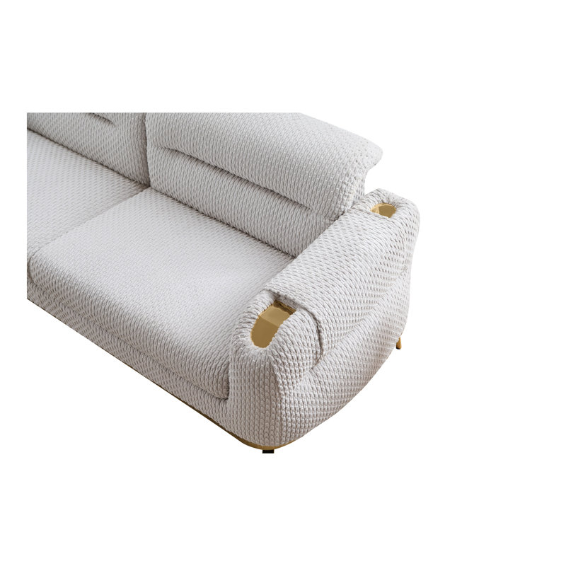 Canapé de style moderne Zoe en bois et accents dorés, Gris