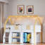 Lit mezzanine bas avec tablettes, armoires et lumières à DEL-1666115215