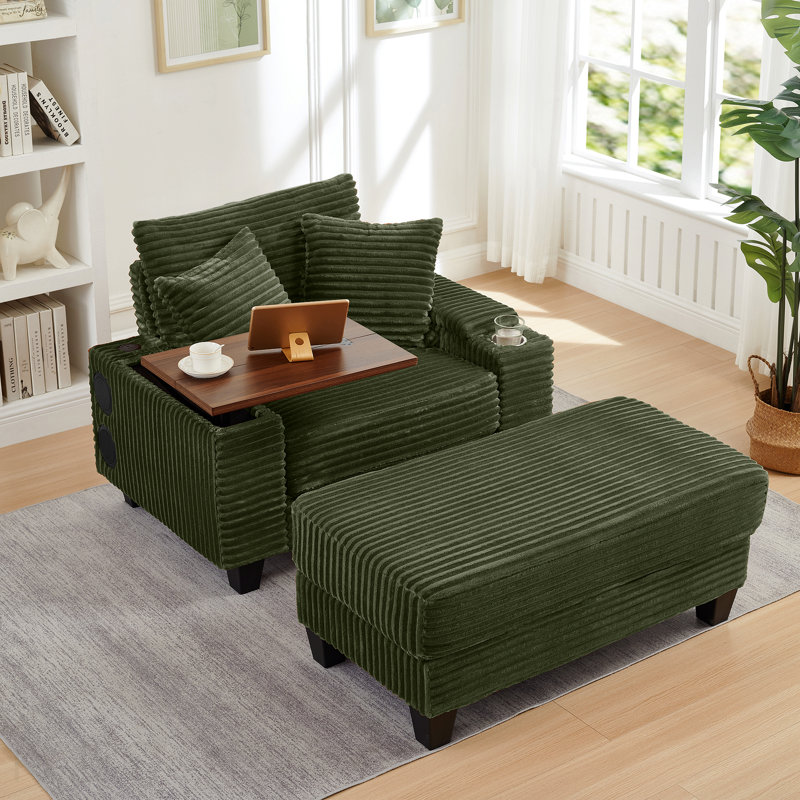 Canapé avec accoudoirs de rangement Fluffy, Green
