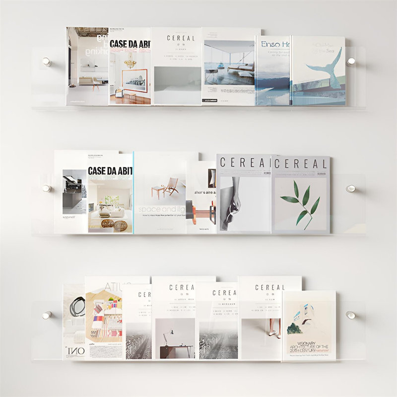 Wall-Mounted Acrylic Display Shelf, 5.9" H x 31.49" W x 1" D