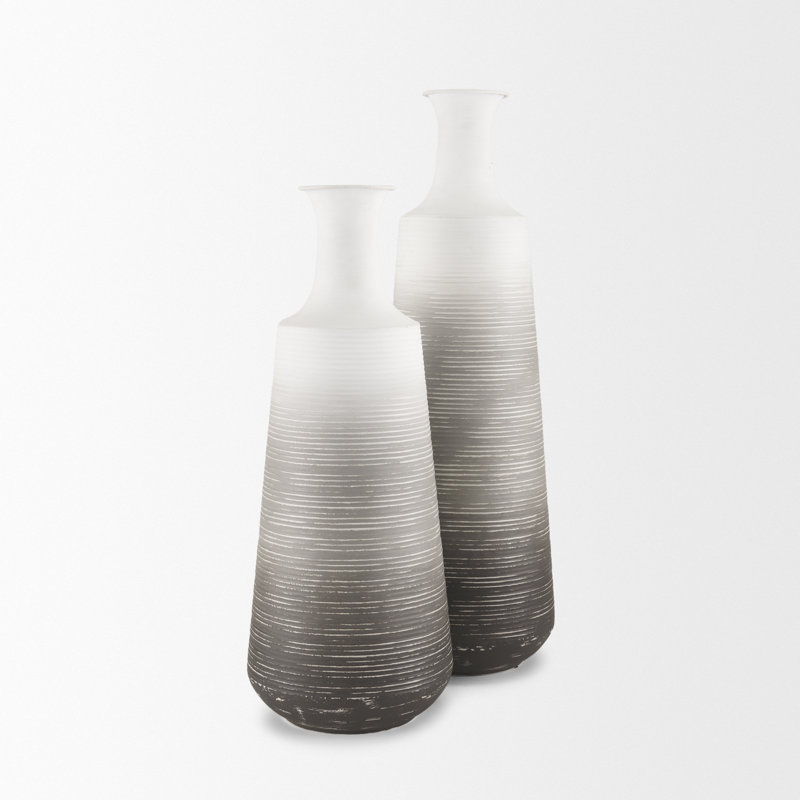 Nastashia White W/ Grey Small Vase, 19.88" H x 7.87" W x 7.87" D