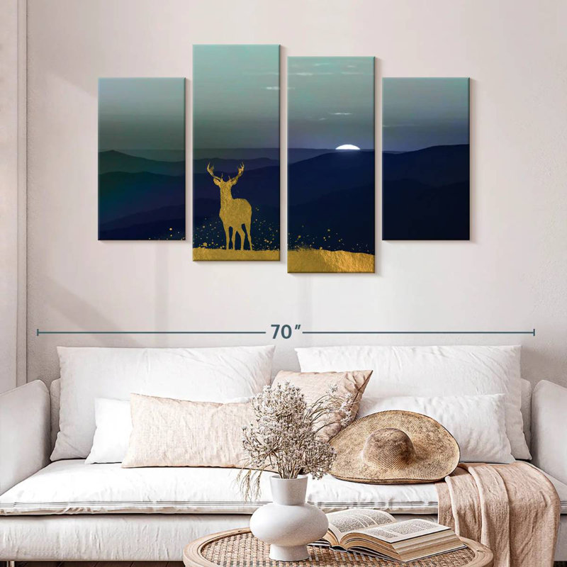 Silhouette de ronce de cerf solitaire, H 32 po x l 52 po