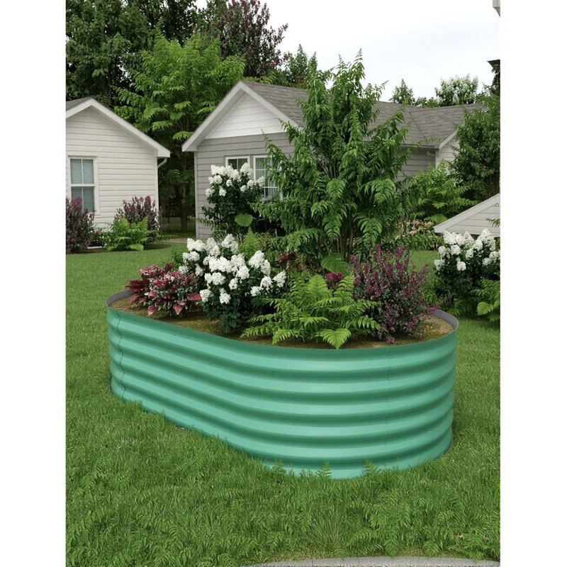 Raised Garden Bed Kits, Outdoor Metal Raised Planter Boxes with Safety Edging for Gardening Vegetables,Fruits,Flower ( 8x4x2ft / 8x2x1.5ft )