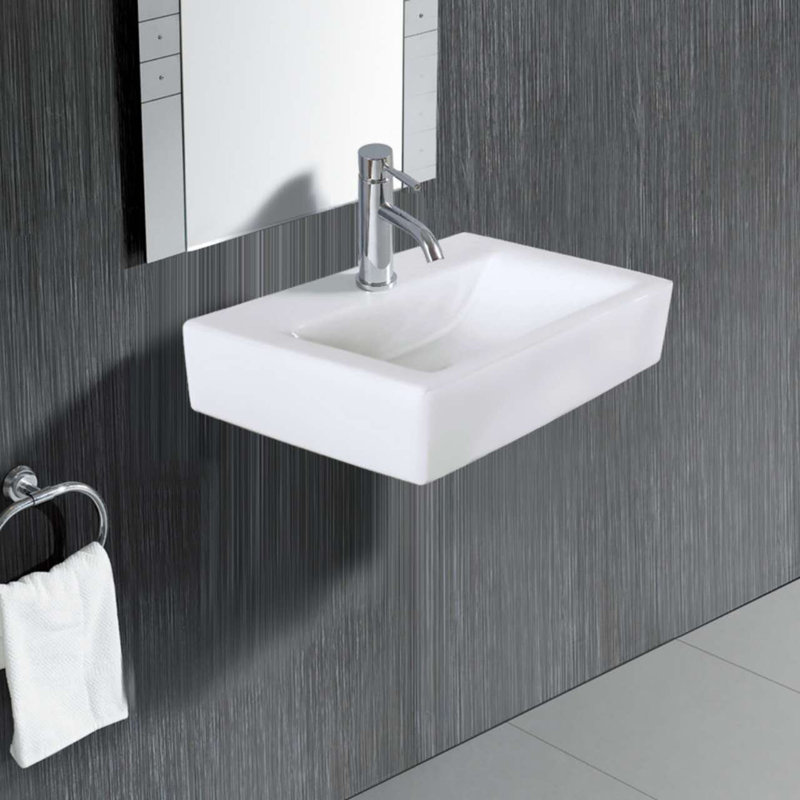 Elanti 12.13'' White Ceramic Rectangular Bathroom Sink