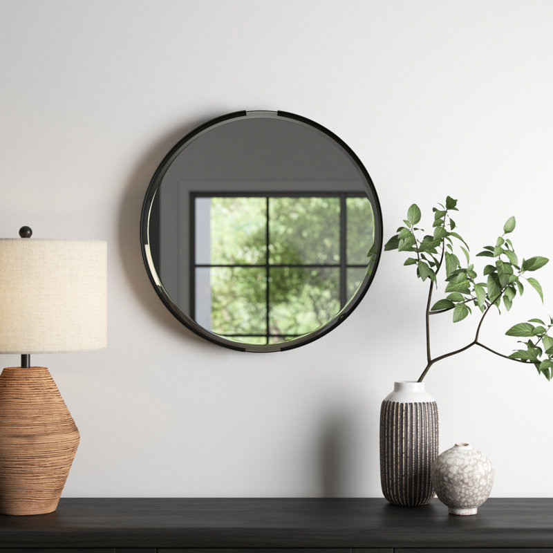 Valo Metal Round Mirror, Black