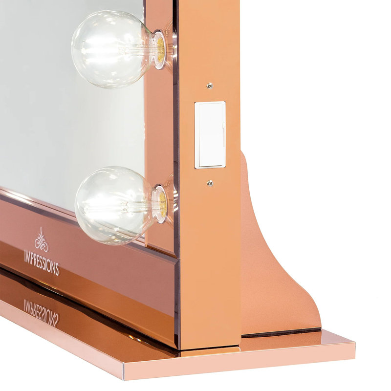 Hollywood Reflection Plus Vanity Mirror with 12 Clear Bulbs Dressing Makeup Mirror Dimmer Switch, Rose Gold