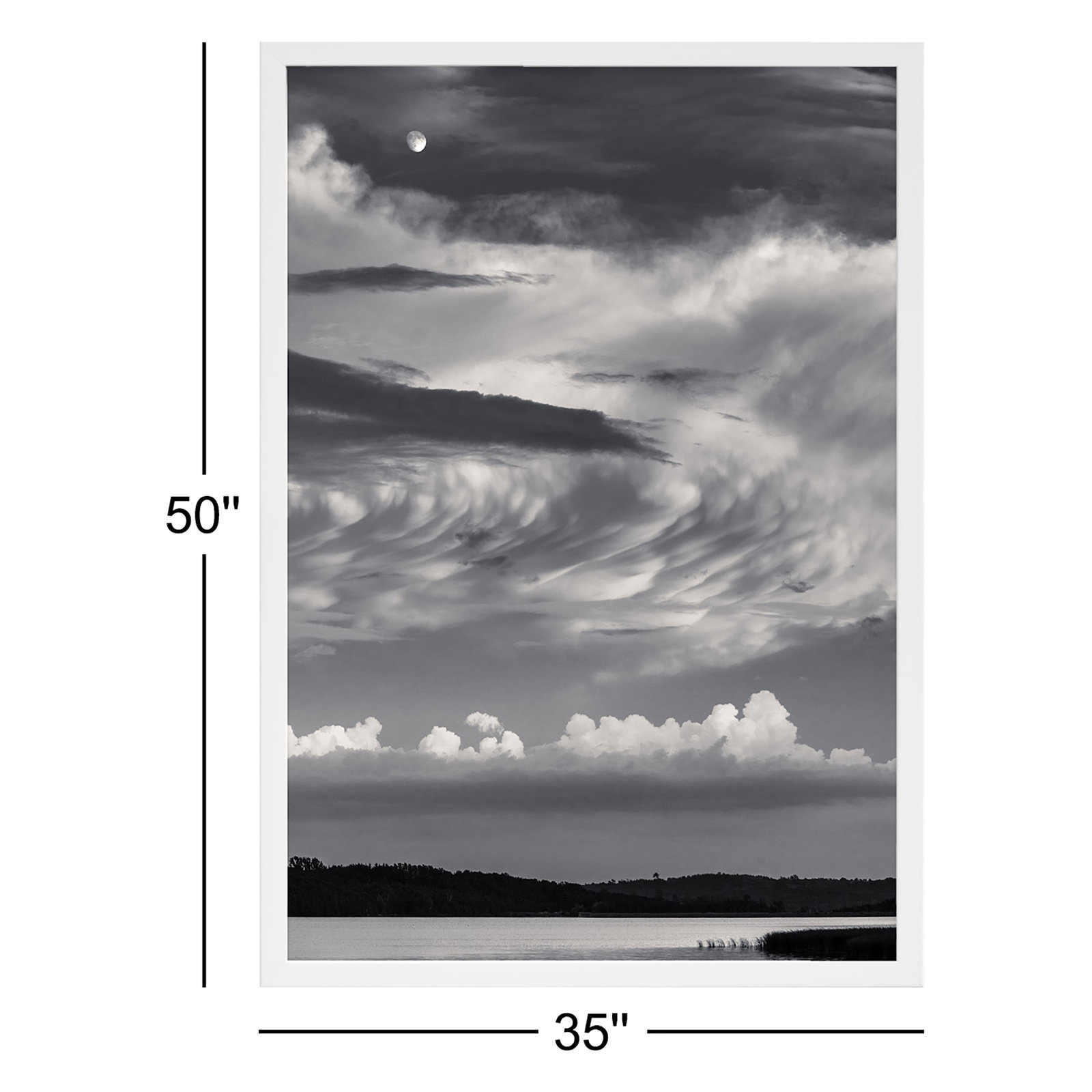 Garden Sign "Island Lake Moon" Print, White, 50" H x 35" W x 1.25" D