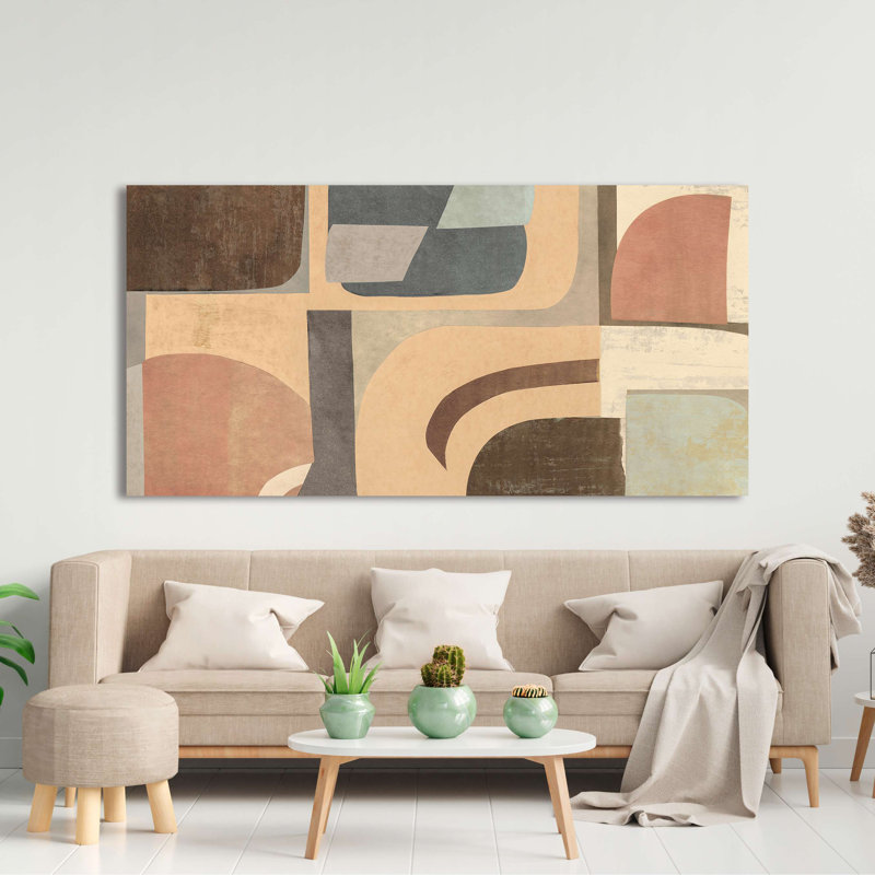 Geometric Earth Waves by Steve Roja - Wrapped Canvas Print, 60cm H x 120cm W