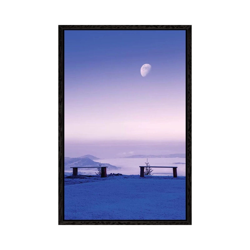 Above The Clouds Under The Moon by Beli - Painting on Canvas, 101.6cm H x 66.04cm W x 3.81cm D, Black Framed