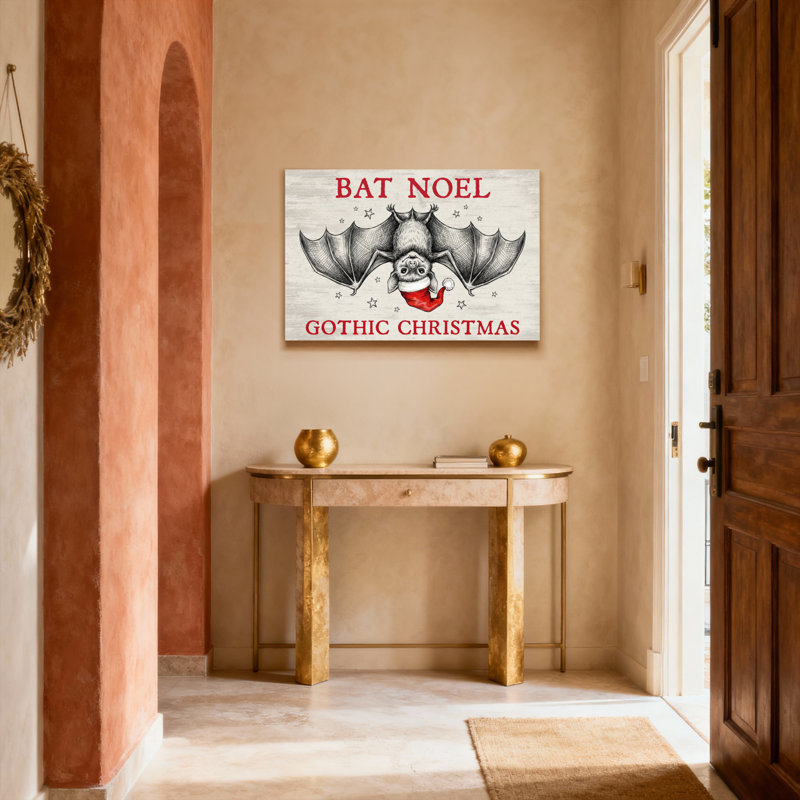 Bat Noel, art de Noël gothique sur toile tendue, impression sur toile, ensemble de 1