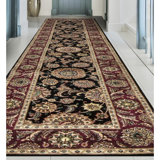 Manchuria Wool Oriental Area Rug in Black/Wine