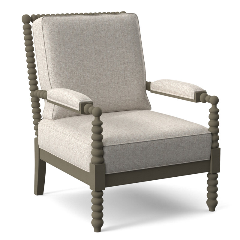 Lind Island 29" Wide Lounge Chair, Tan Gingham; 0112-73, Stone Hearth Finish