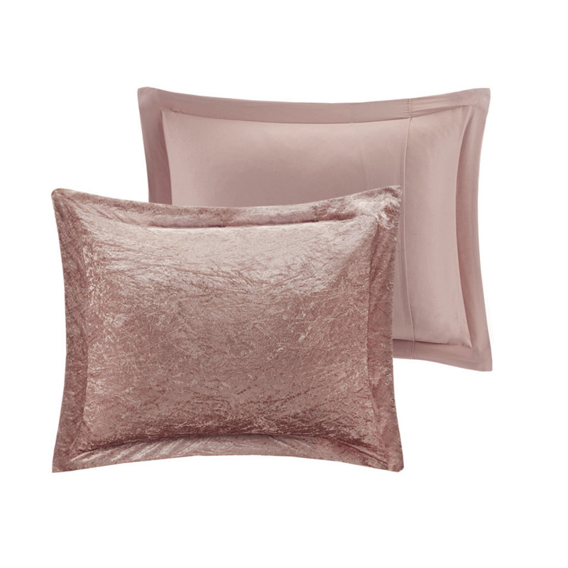 Full/Queen Velvet Comforter Set With Throw Pillow, Blush, Queen Comforter + 3 Additional Pieces