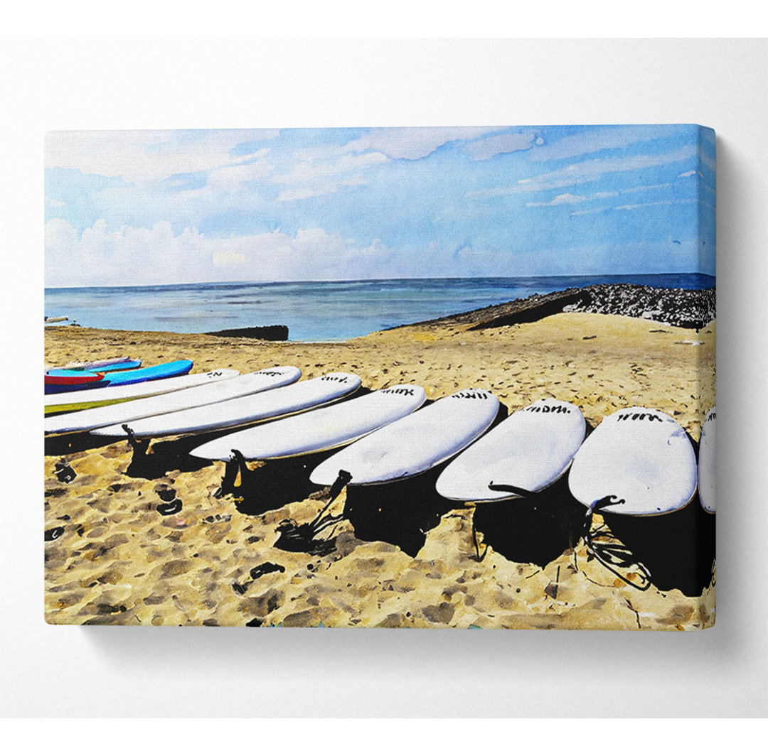 Surfbrett Pick Canvas Aquarell