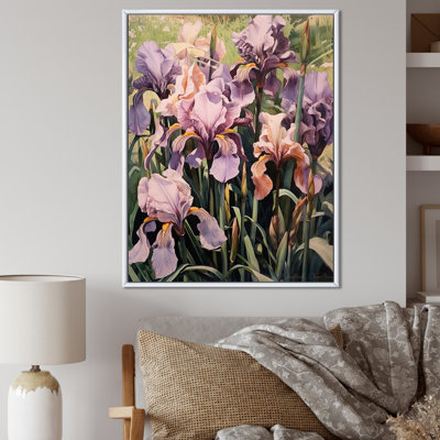 Iris mauve en fleurs dans les prés sauvages sur toile