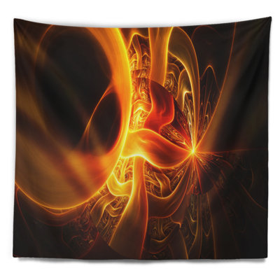 Motifs abstraits jaune vif sur tapisserie noire