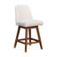 Chaise de bar pivotante en bois massif beige et brun avec repose-pieds-672144418