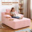 Canapé pour enfants en rose avec accoudoirs et couverture convertible-699283685