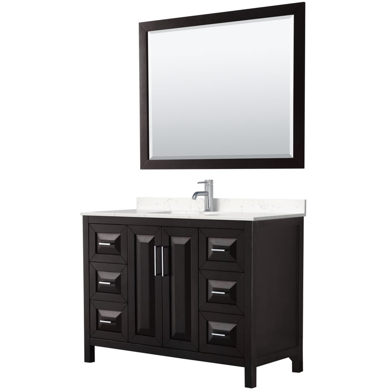 Daria 48'' Single Bathroom Vanity with Marble Top, Dark Espresso, Carrara Cultured Marble, Polished Chrome