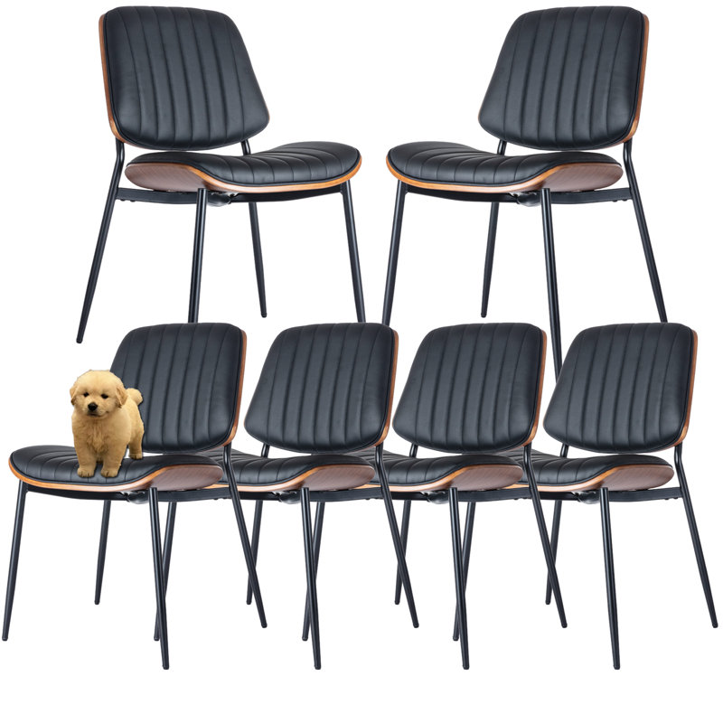 Chaises de salle à manger rembourrées Modern, Noir, 6