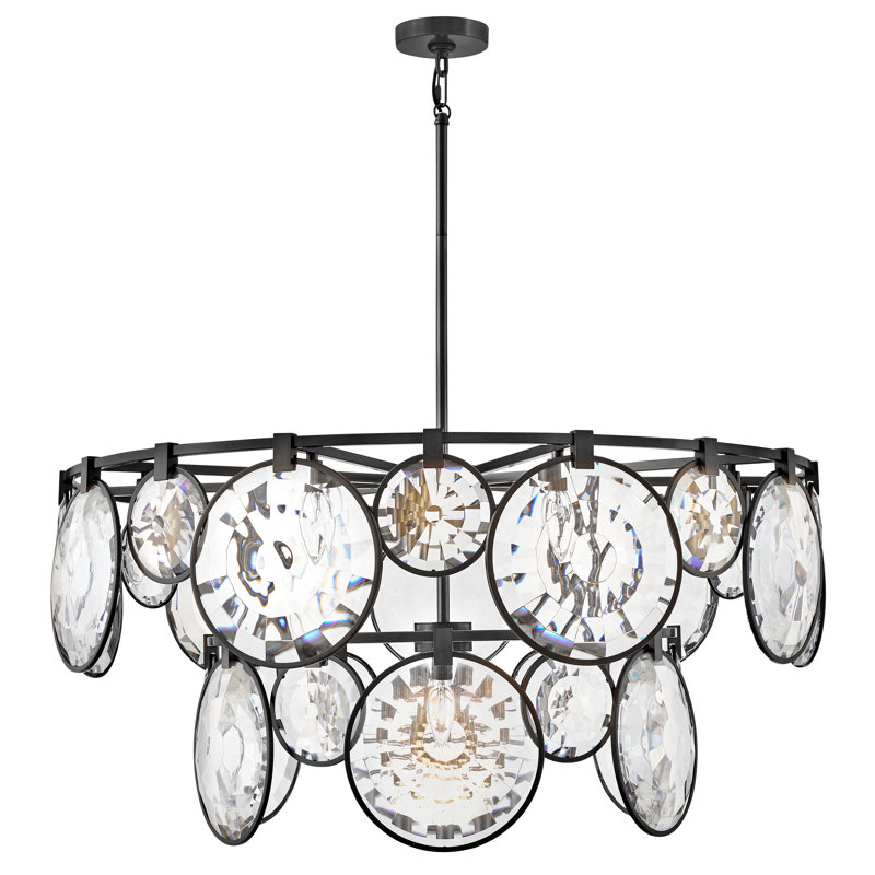 Nala 15 - Light Crystal Tiered Chandelier, Black