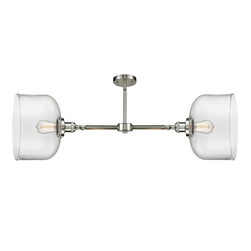 Éclairage pour îlot 2 lumières de 21 po à 21 po Bell, Clair, Nickel satiné brossé, Ampoule non incluse