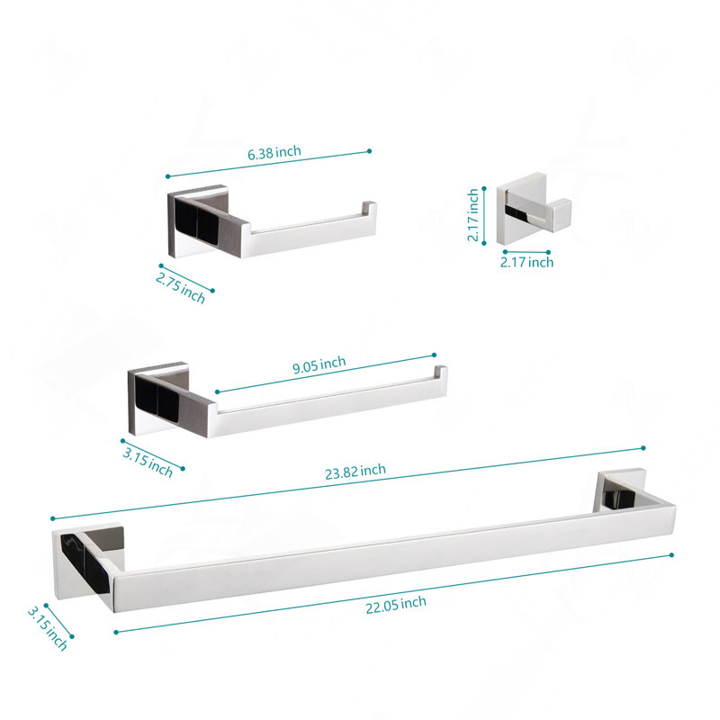 8-Piece Wall-Mounted Bathroom Hardware Set, Chrome
