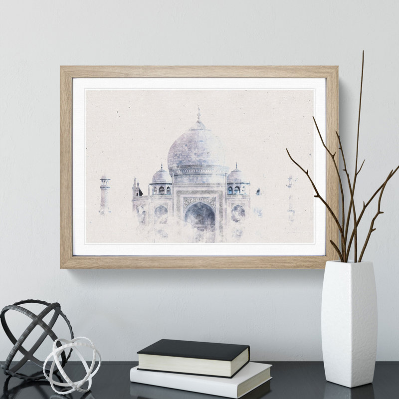 The Taj Mahal in Agra India - Picture Frame Painting Print, 33cm H x 45cm W x 2cm D, Oak Framed