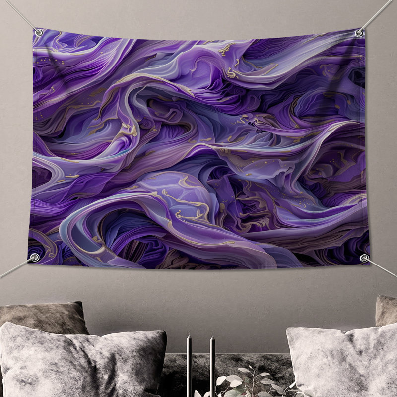 Tapisserie murale en tissu mauve fluide, H 68 po x l 80 po avec 4 œillets
