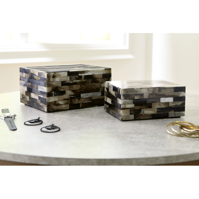 Kushum 2 Piece Resin Decorative Box Set