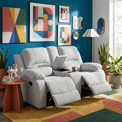 Nordelle Light Gray Linen Manual Recling Loveseat