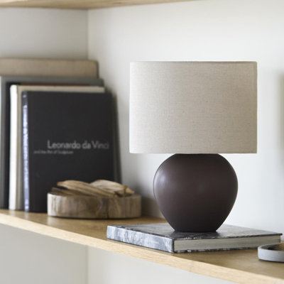 Ceramic Table Lamp with Linen Drum Shade