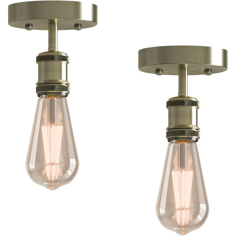 Semi Flush Mount, Green Brass
