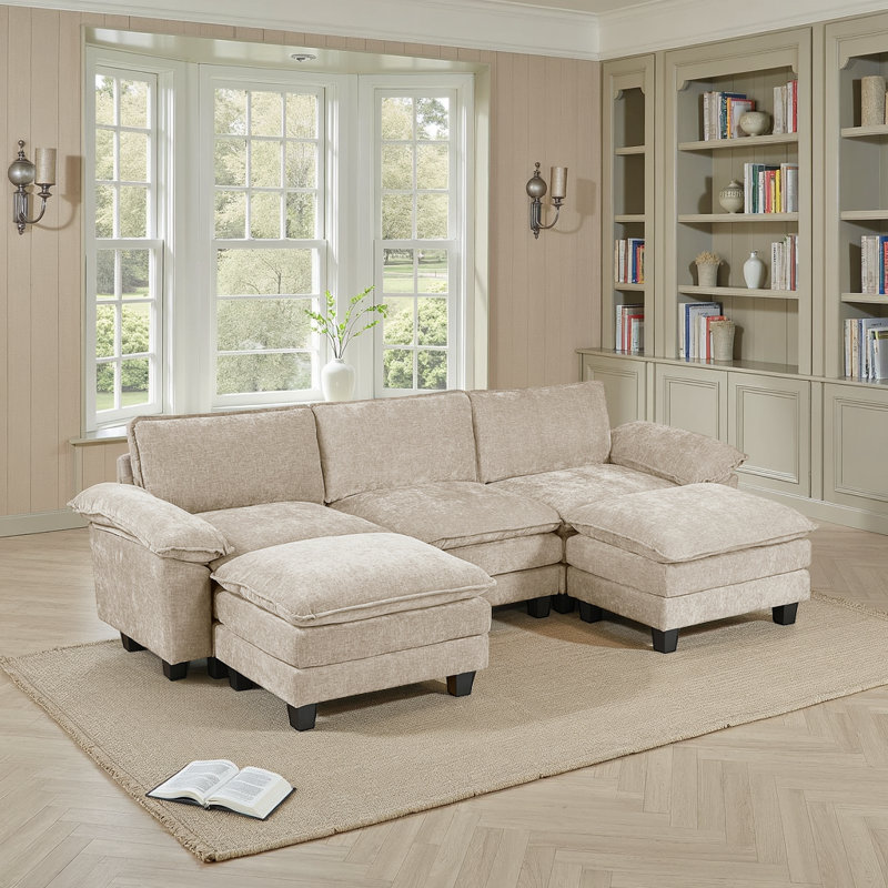 Canapé modulaire Snyder 120,5 po - Canapé modulaire modulaire en chenille avec fabrication en contreplaqué durable